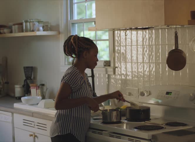 Woman cooking on the kitchen at home