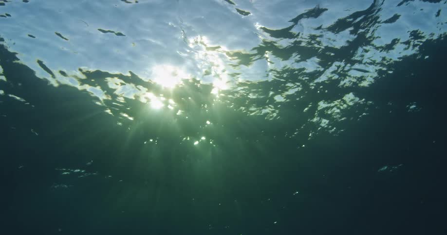The sun is slowly shining in through the water