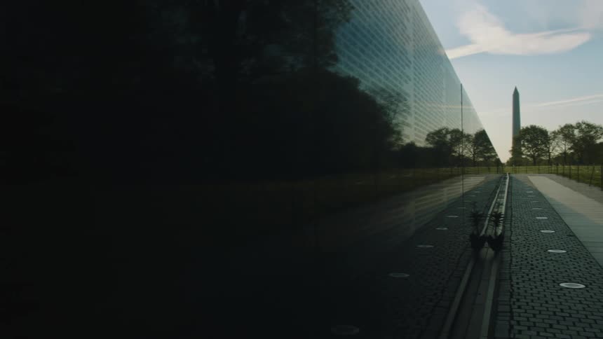 The vietnam veterans memorial near the washington monument