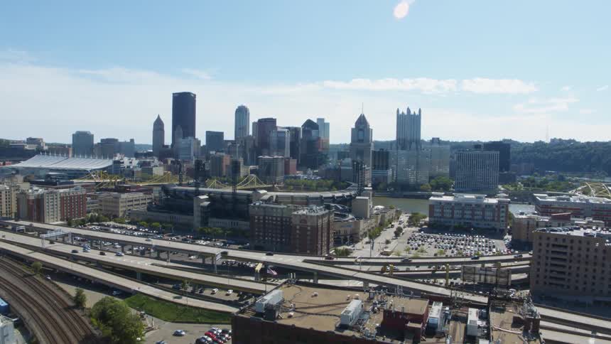Aerial view of the city skyline at daytime