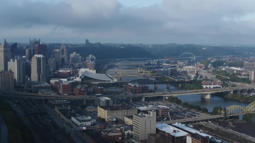 An aerial view of a city