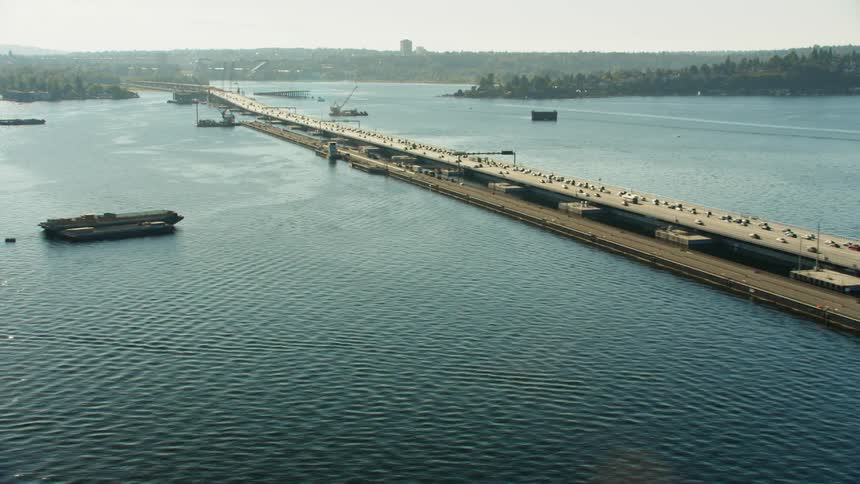 Aerial shot of a large bridge