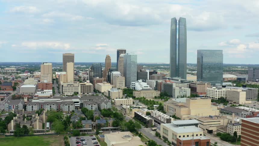 Towers are in the middle of the city