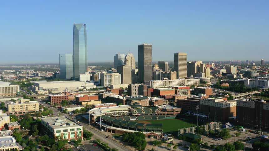 An aerial view of a city