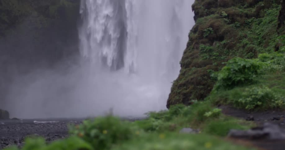A waterfall is dropping down fast