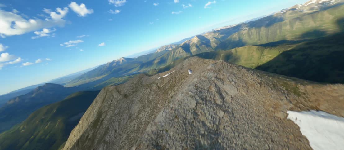 An aerial view of a mountain range