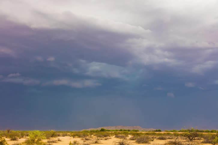 Timelapse of lightning falling over the desert before a sandstorm