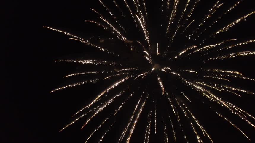 A large firework explodes in the sky