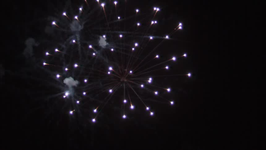 Fireworks explode against a dark sky