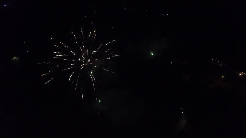 Colorful fireworks bursting against the dark sky