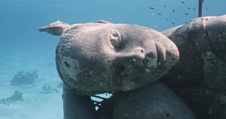 Ocean atlas underwater sculpture near the coast fo bahamas