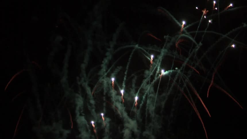 A night sky is full of shooting fireworks