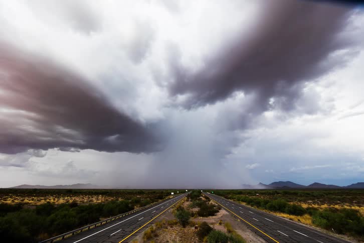 A time lapse of rain falling from a storm