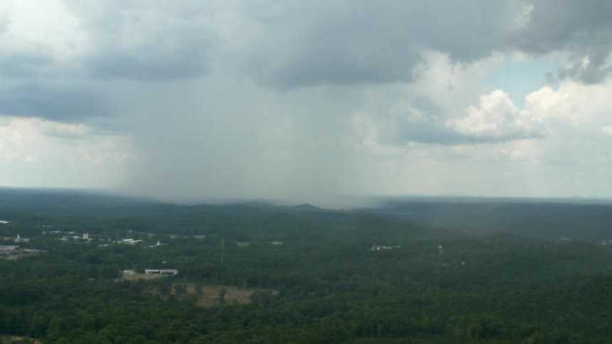 Aerial view of a storm forming in the distance