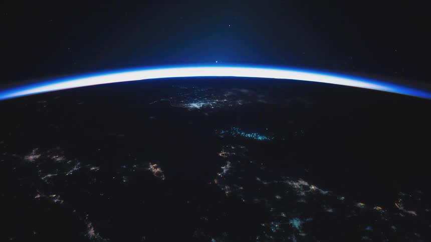 A view of earth at night from space
