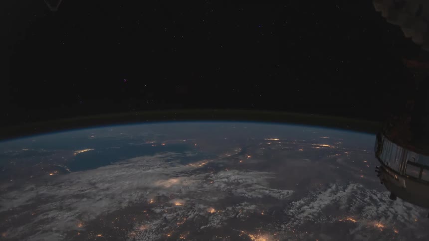 City lights on the continents of planet earth seen from orbit at night