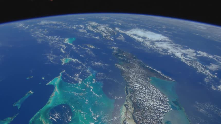 The planet earth with clouds and atmosphere with space in the background
