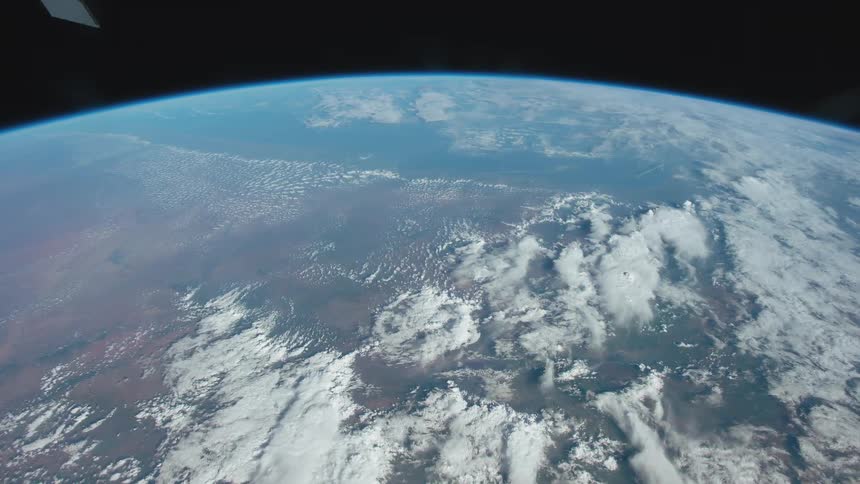 Passing over the earth from outer space