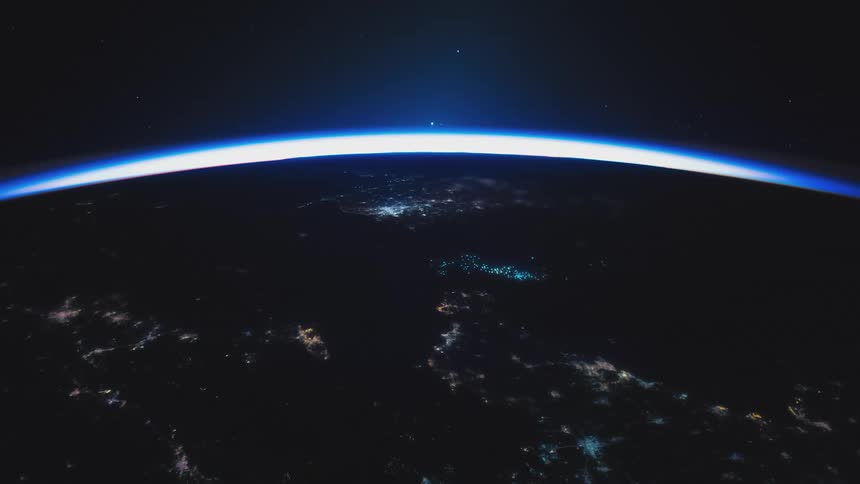 The earth is dark from space