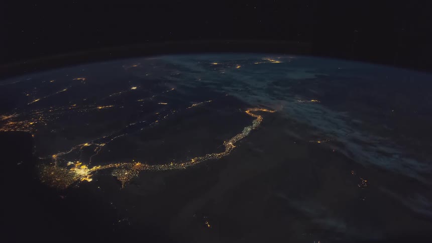 The planet earth with lights and atmosphere with space in the background