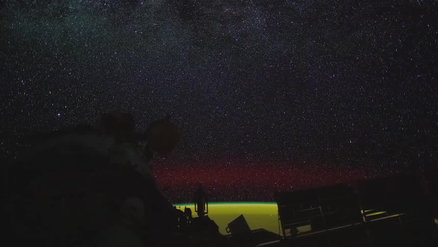 Stars seen from a space station orbiting over planet earth