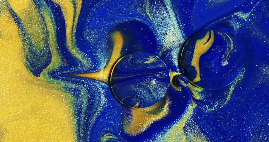 Colorful paint bubbles converge in swirled colors