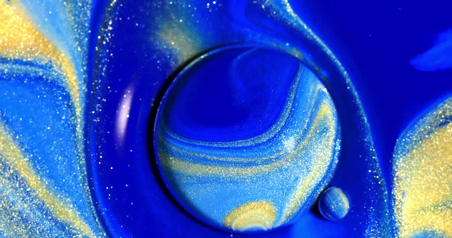 A close up footage of a blue liquid flow