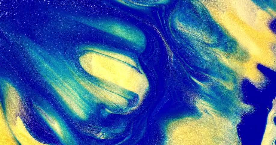 Blue and yellow colors move like liquid
