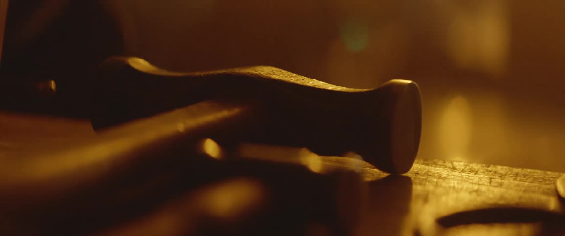 The table is lined with different tools