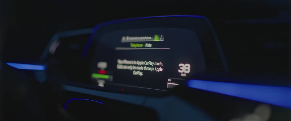 Electronic dashboard on a vehicle driving at night