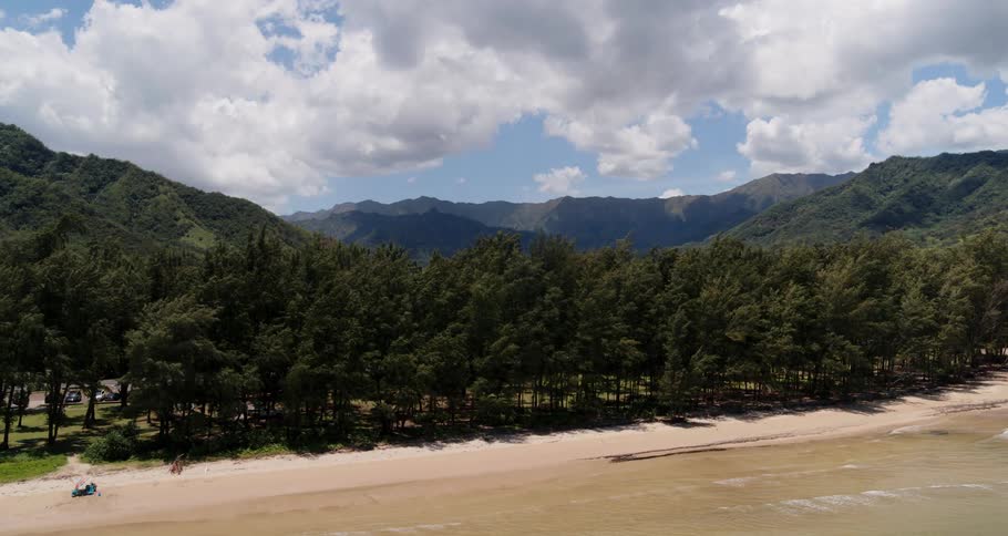 Aerial view of a beach is displayed in spring