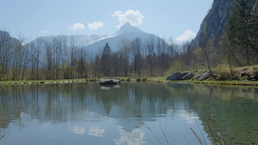 Sunlight is reflecting on the water in the river