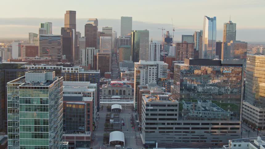 Aerial shot of a city skyline