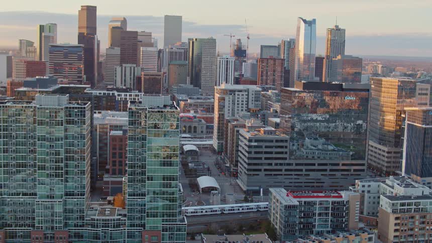 High rise office buildings in a downtown area