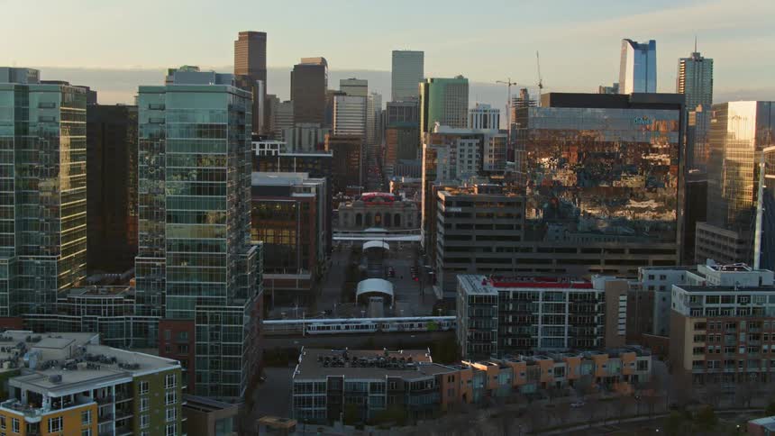 Aerial shot of a city skyline