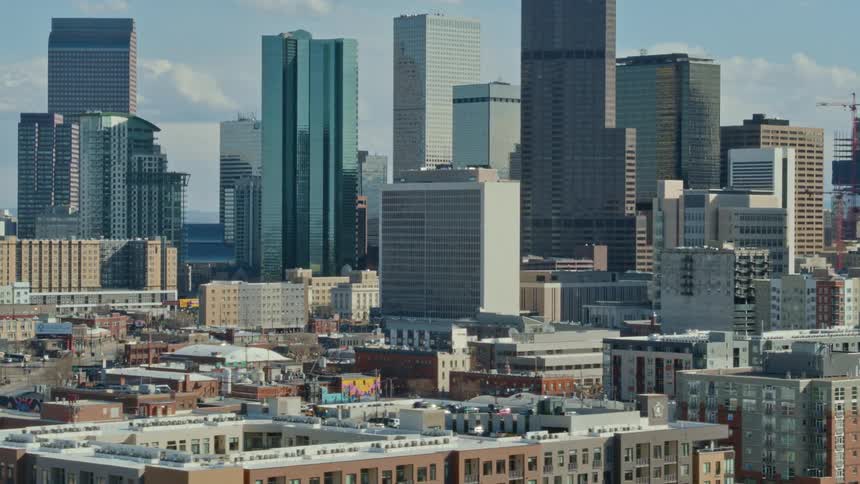 High rise office buildings in a downtown area