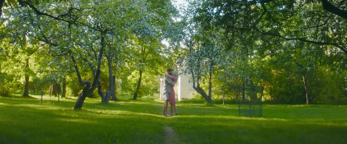 Husband and wife are hugging at a park