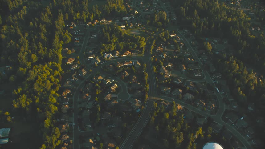 The town is in the middle of the woods