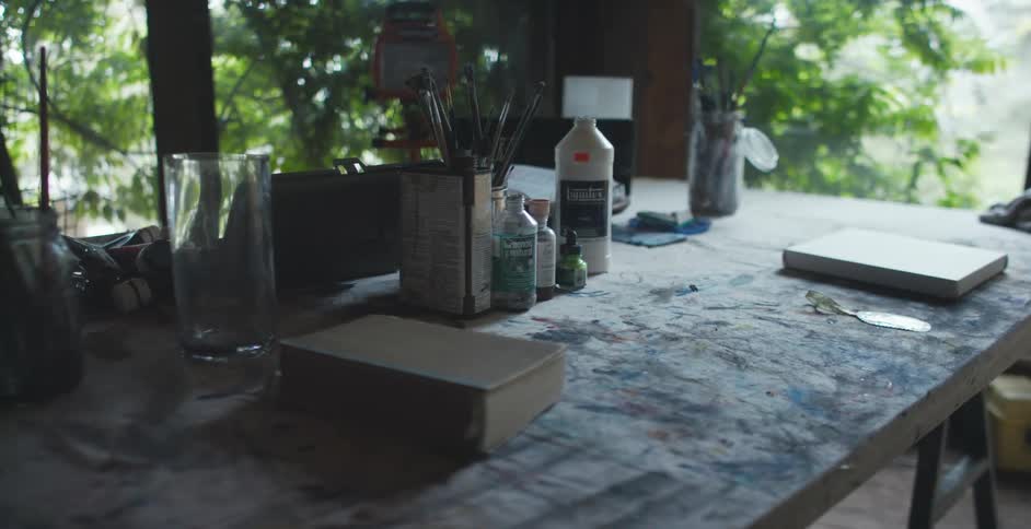 Art supplies on a table