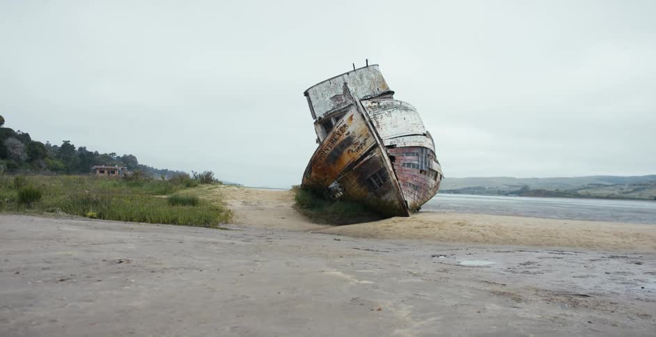 An abandoned ship in Point Reyes, California