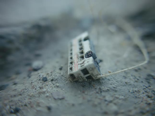 A toy truck lying in the soil