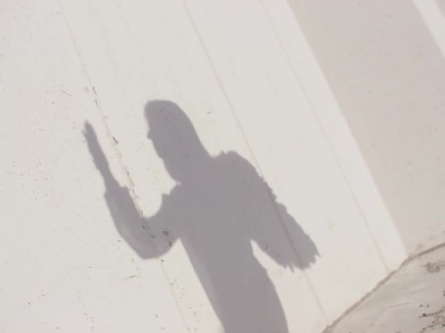 A shadow of a person dancing on a wall
