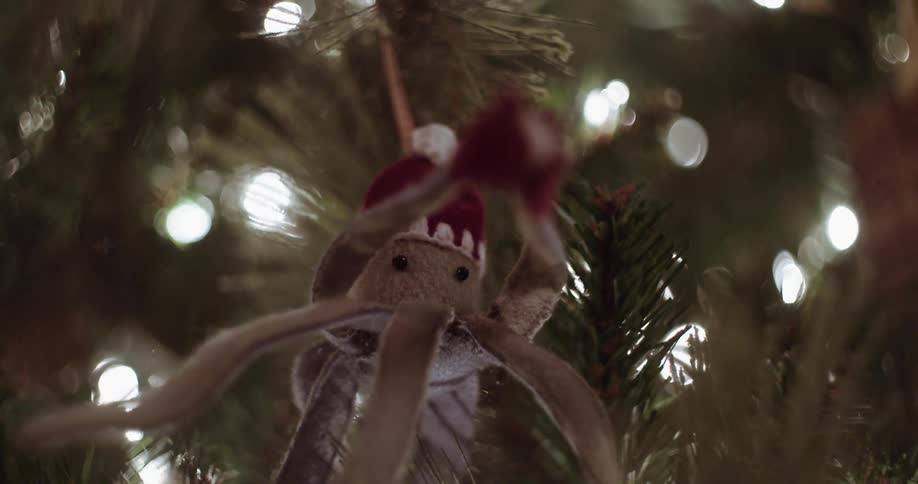 Close up of an ornament on a christmas tree