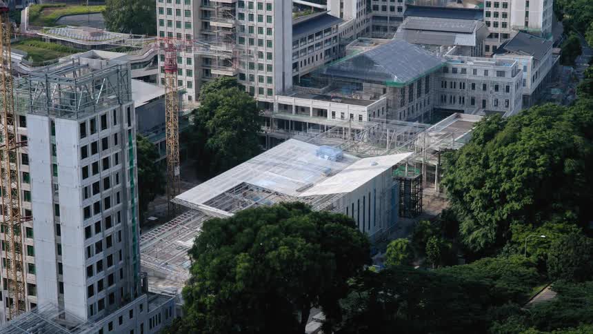 A time lapse shows the progression at a large construction site