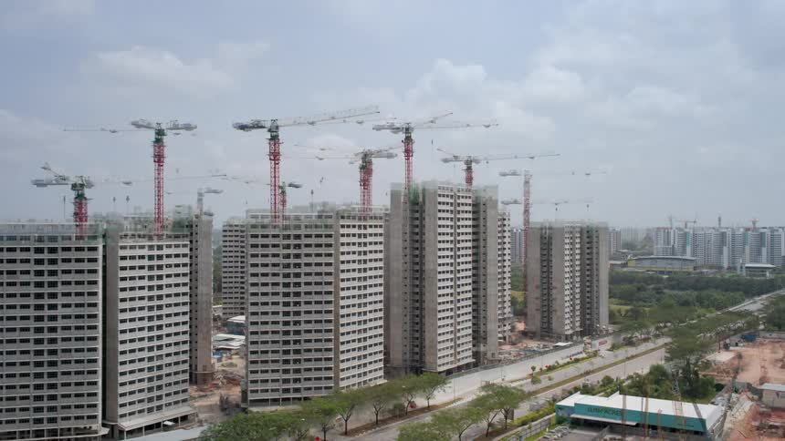 View of high rise buildings and condos construction