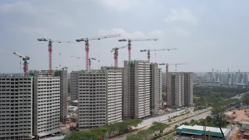 Several building sites are construction across city
