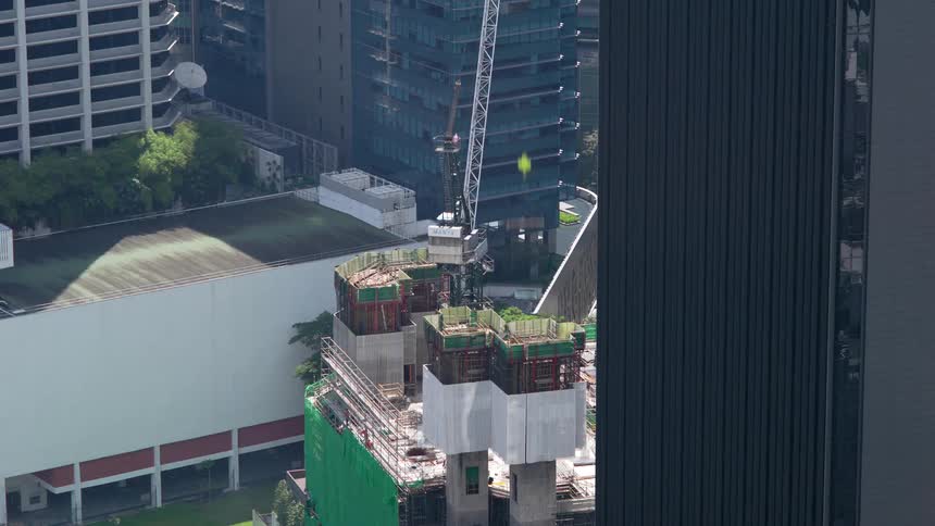 Time lapse of the construction of a building in the citys downtown
