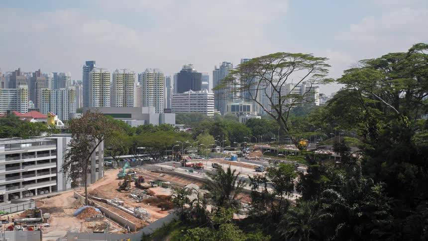 A time lapse shows a construction site transform into a nice parking site
