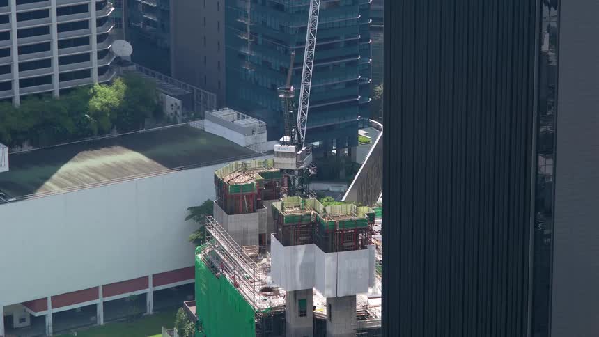 View of construction of high rise building in the city