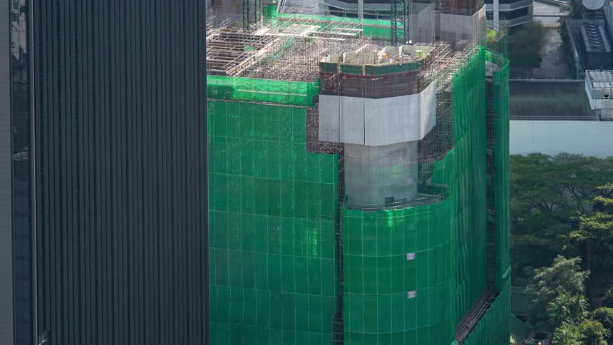 A building is constructed in the city